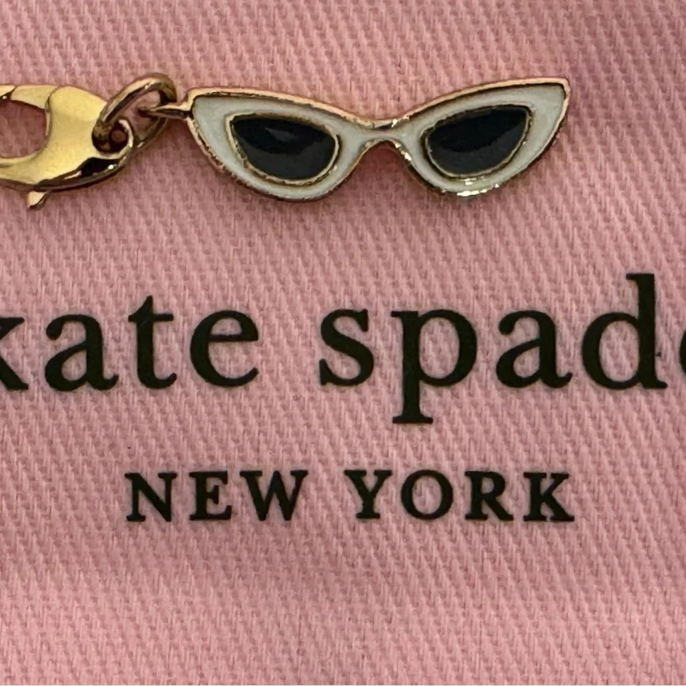 KATE SPADE White Sunglasses 12 KT Gold Plated Vintage Charm (No Bracelet) - Picture 4 of 7